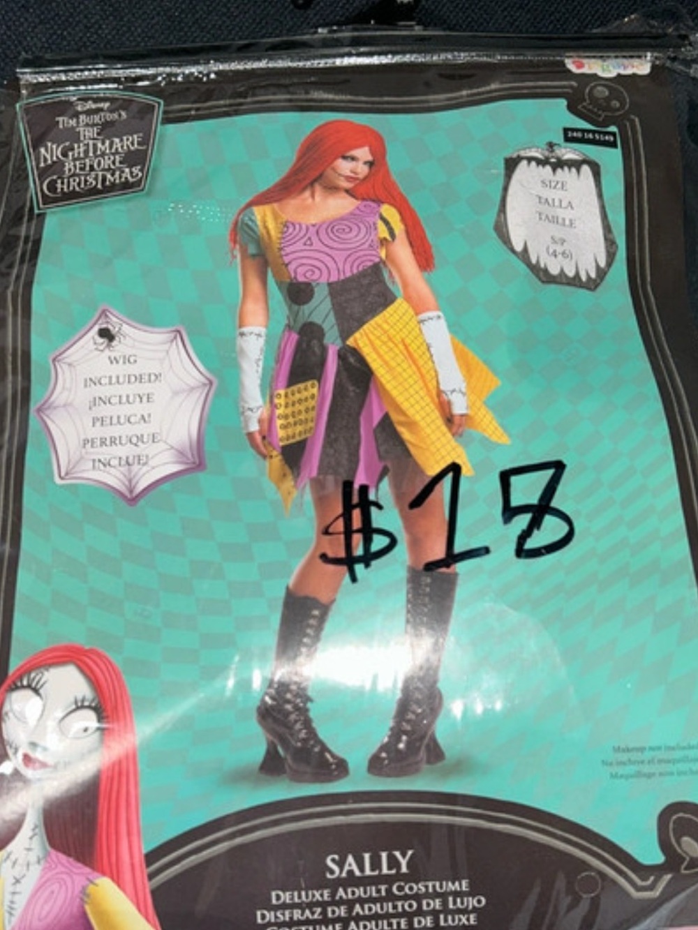 Disney Sally Patchwork Dress Costume – Pink, Yellow, Black, Gray